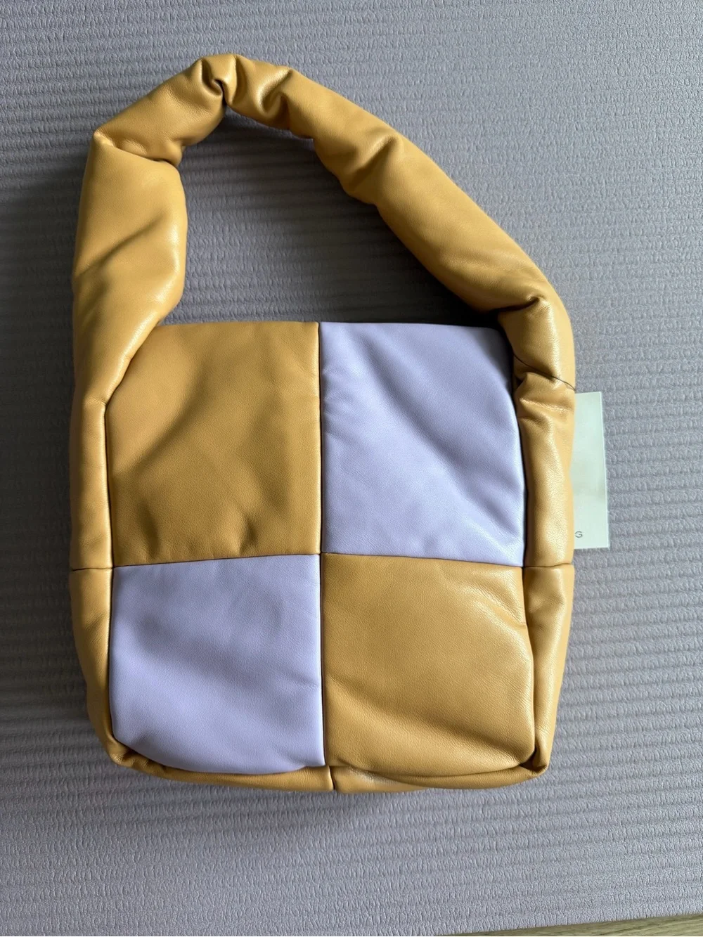MANGO Brand New Mustard Yellow and Lavender Patchwork Shoulder Bag
